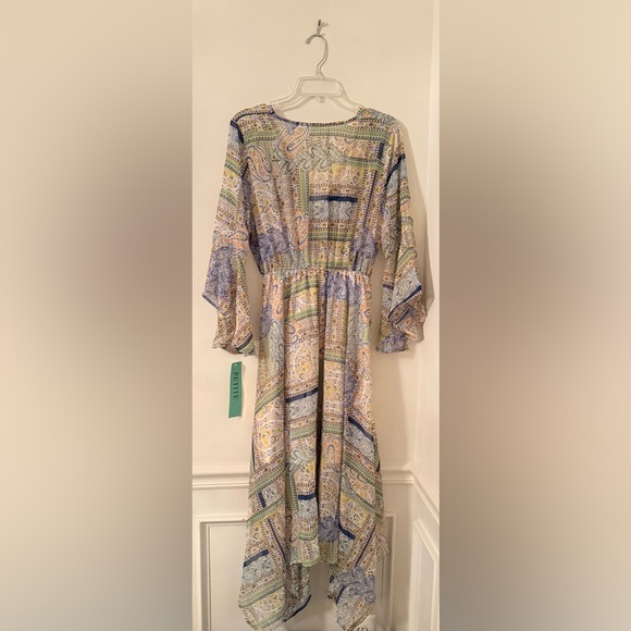 Women’s Multicolor Paisley Maxi Dress Bohemian Bell Sleeves - Picture 3 of 4